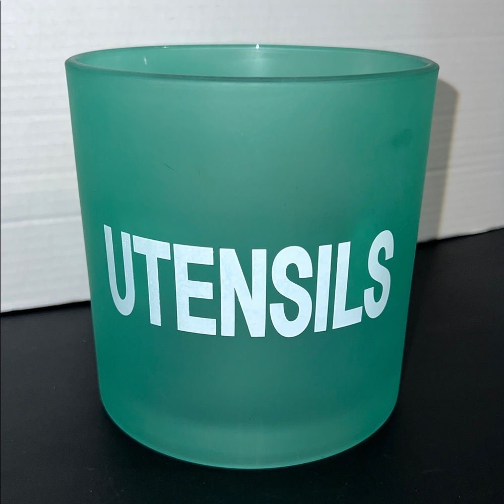 🥄 Old East Main Co. Green Glass Utensil Crock – 5.9” Kitchen Holder